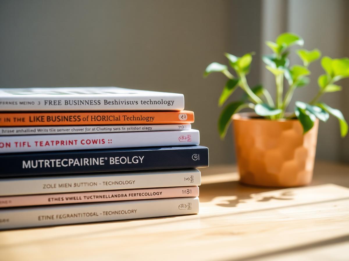 Stack of business and technology books